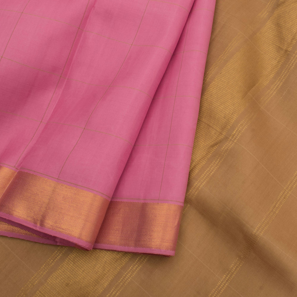 Handloom Pure Zari Kanjivaram Silk Saree with Checks Design