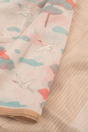 White Printed Chanderi Silk Cotton Saree 10059696