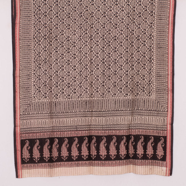 Hand Block Printed Maheshwari Silk Cotton Dupatta 10024825