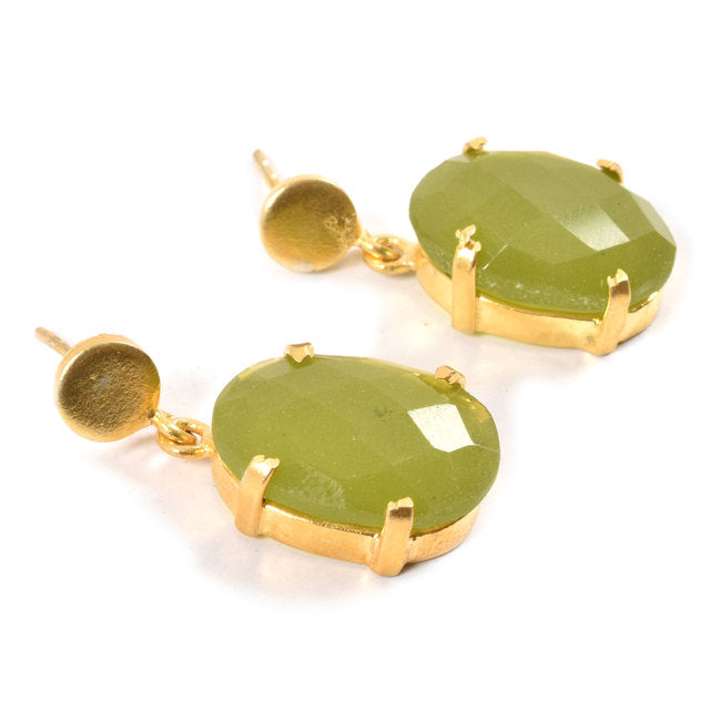 Handcrafted Alloy Metal and Cutstone Earrings 10006589