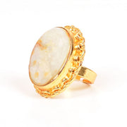 Handcrafted Alloy Metal and Cutstone Ring 10022152