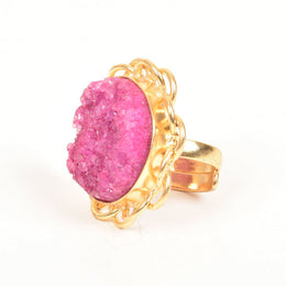Handcrafted Alloy Metal and Druzy Ring 10022158
