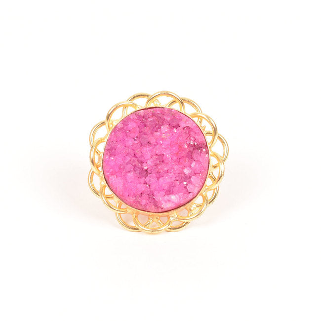 Handcrafted Alloy Metal and Druzy Ring 10022158