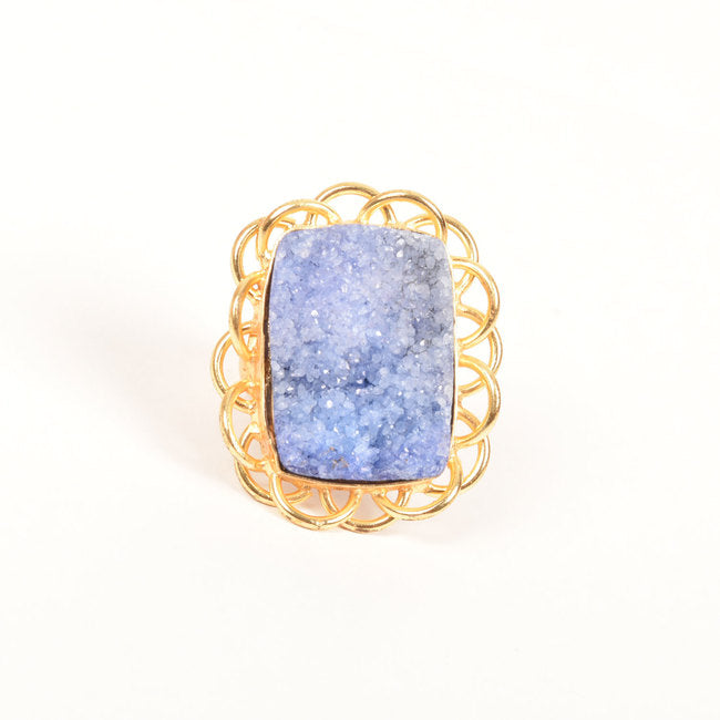 Handcrafted Alloy Metal and Druzy Ring 10022159