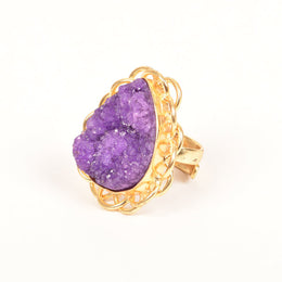 Handcrafted Alloy Metal and Druzy Ring 10022160