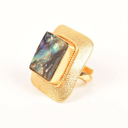 Handcrafted Alloy Metal and Cutstone Ring 10022164