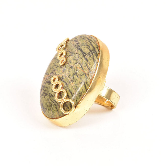 Handcrafted Alloy Metal and Cutstone Ring 10022165