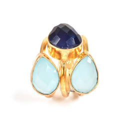 Handcrafted Alloy Metal and Cutstone Ring 10022271