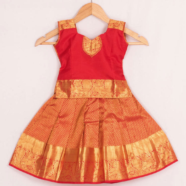 6 to 10 Yrs Size Pure Silk Kanchipuram Pattu Pavadai 10053132