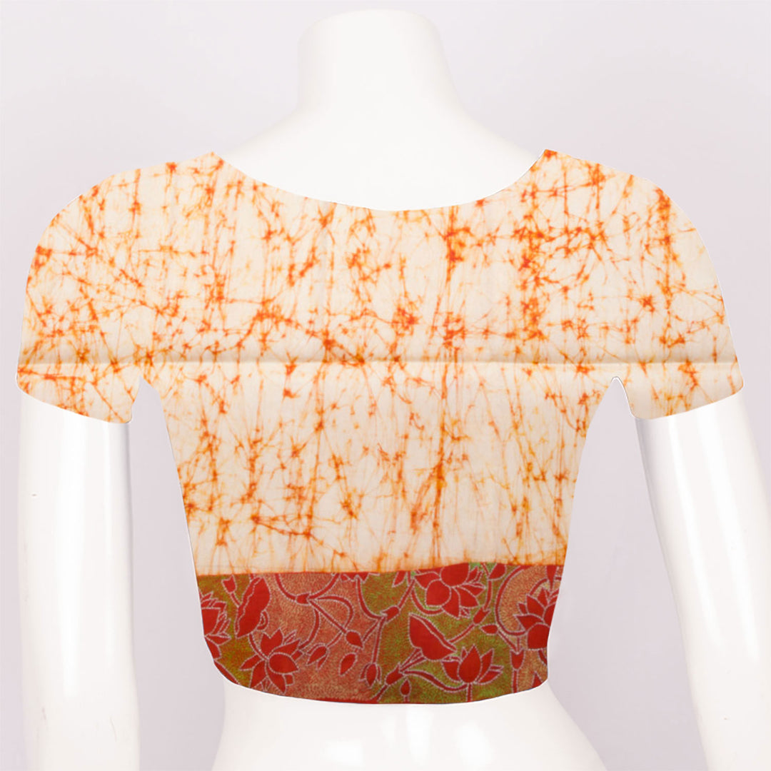 Batik Printed Kantha Embroidered Silk Blouse Material 10061887