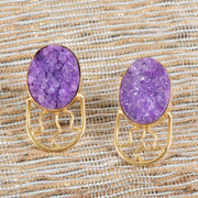 Handcrafted Alloy Metal and Druzy Earrings 10001603