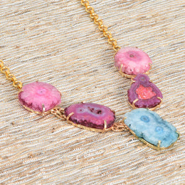 Handcrafted Alloy Metal and Druzy Necklace 10001618