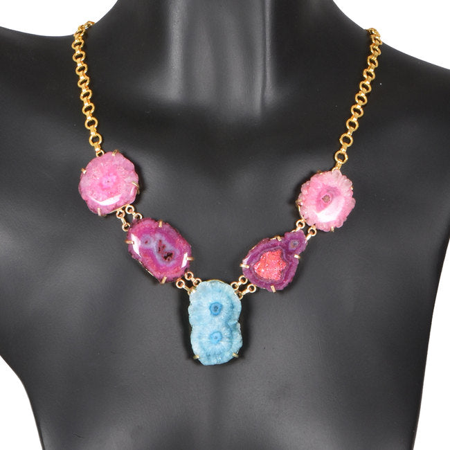 Handcrafted Alloy Metal and Druzy Necklace 10001618