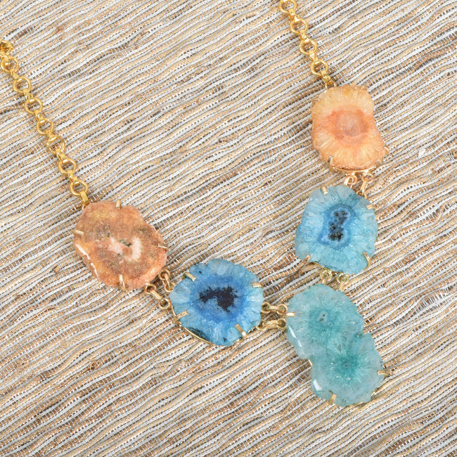 Handcrafted Alloy Metal and Druzy Necklace 10001619