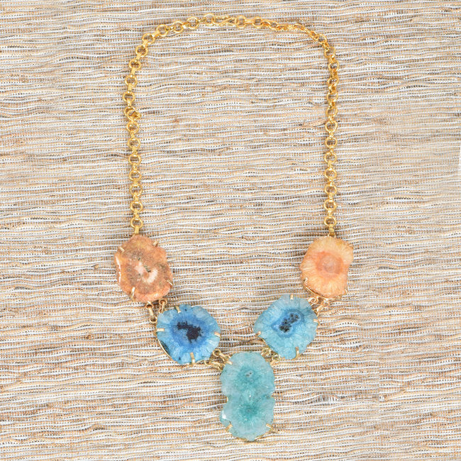 Handcrafted Alloy Metal and Druzy Necklace 10001619