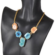 Handcrafted Alloy Metal and Druzy Necklace 10001619