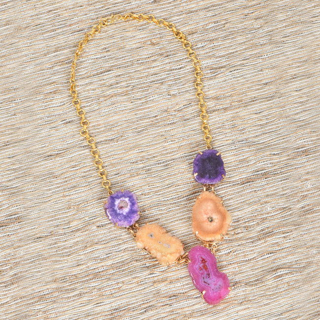 Handcrafted Alloy Metal and Druzy Necklace 10001621