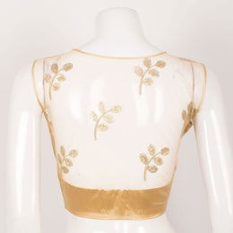 Sleeveless Embroidered Sequin Work Net Satin Silk Blouse with Padding
