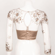 Embroidered Sequin Work Net Satin Silk Blouse 10060383