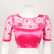 Embroidered Sequin Work Net Satin Silk Blouse 10060376