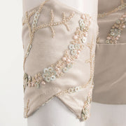 Embroidered Sequin Work Net Satin Silk Blouse  10060378