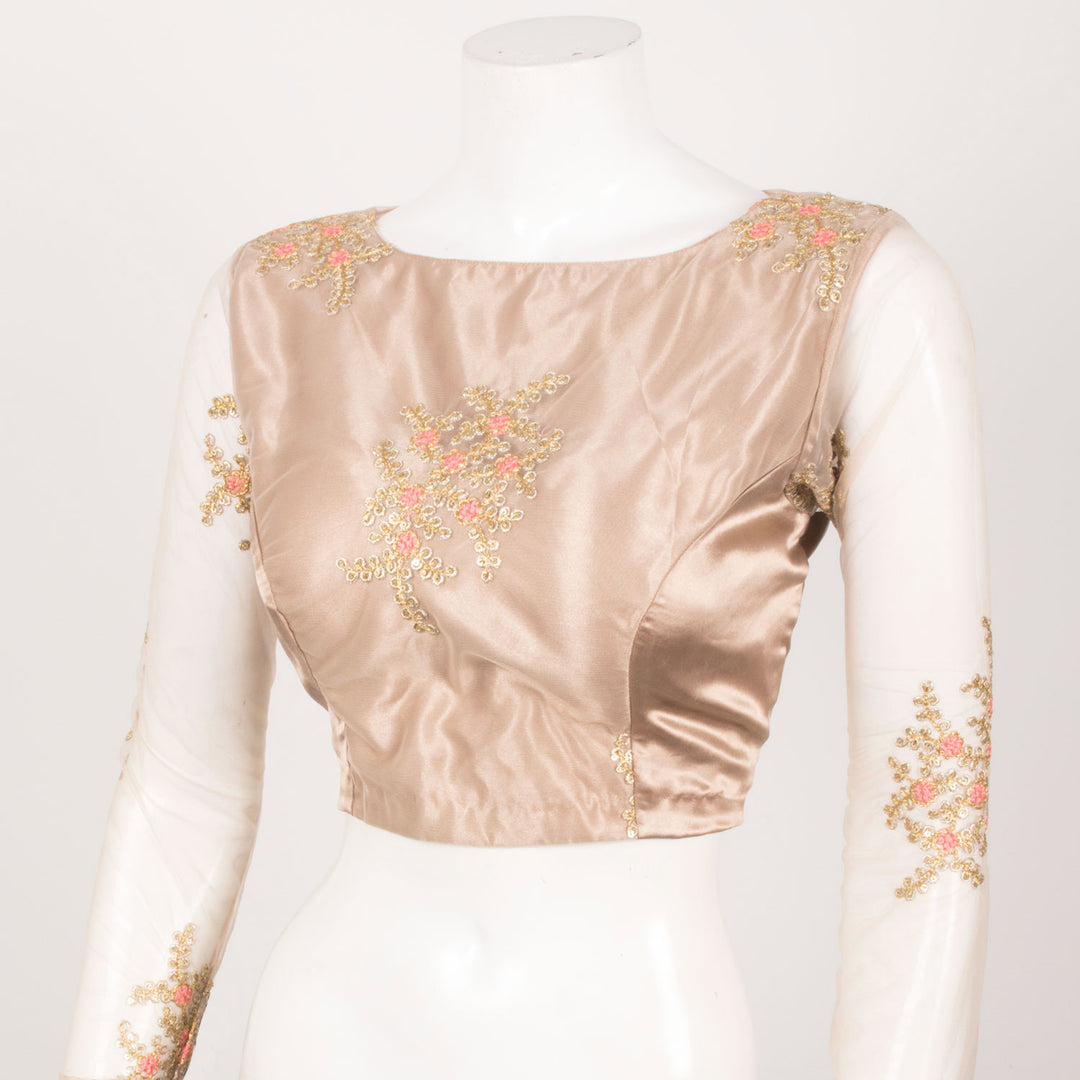 Embroidered Sequin Zari Work Net Satin Silk Blouse with Padding 