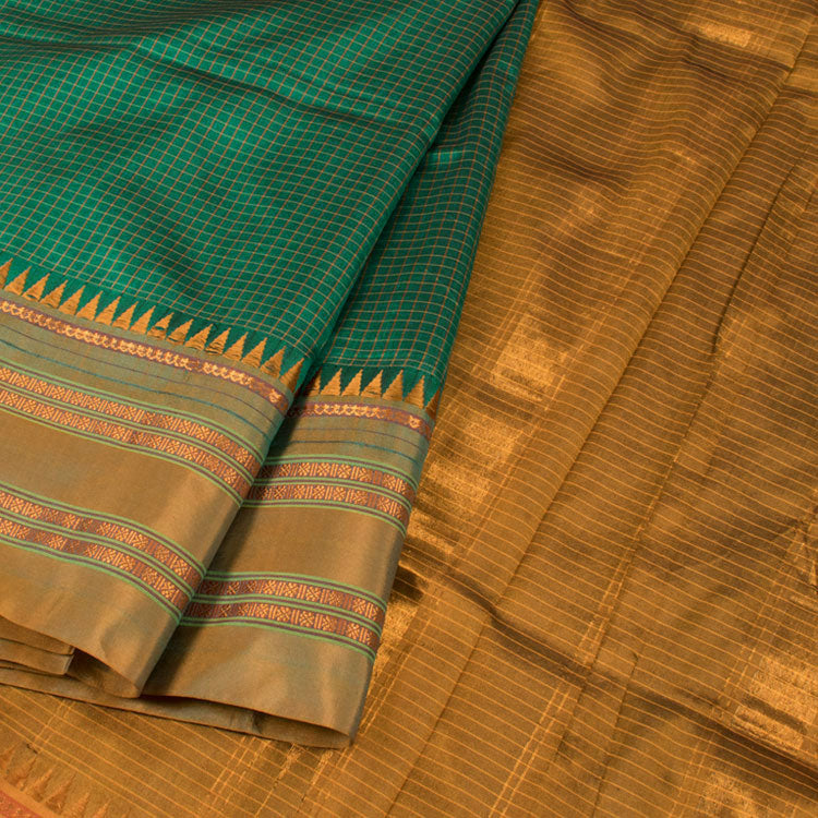 Orange Narayanpet silk cotton saree. – TRARANG