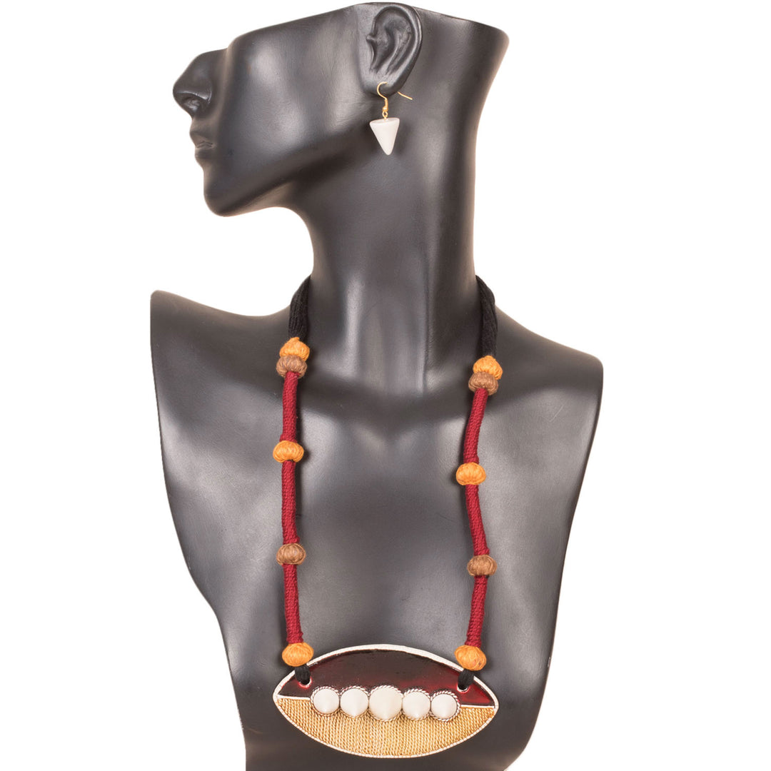 Handcrafted Ceramic Necklace and Earring Set 10021800
