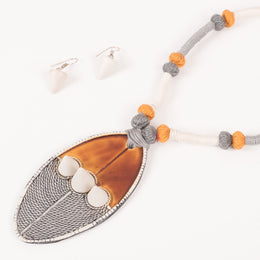 Handcrafted Ceramic Necklace and Earring Set 10021801