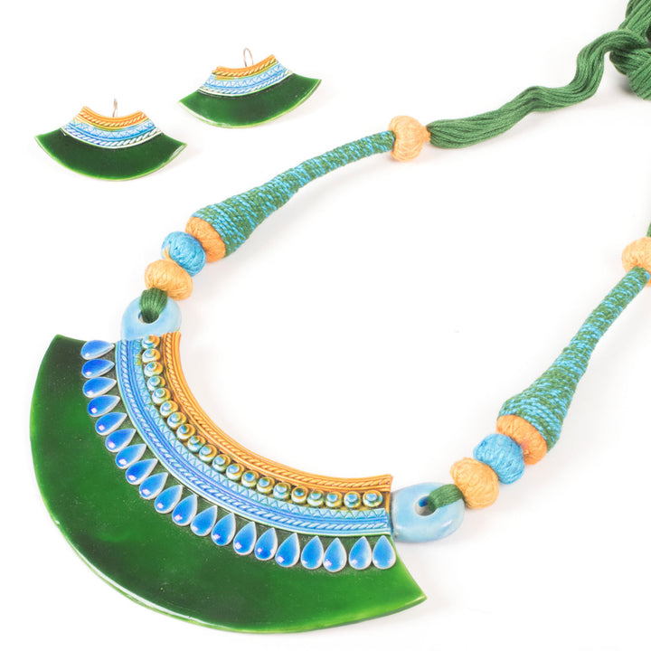 Handcrafted Ceramic Necklace and Earring Set 10021804