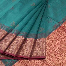 Maroon Hand Block Printed Chanderi Saree 10030028