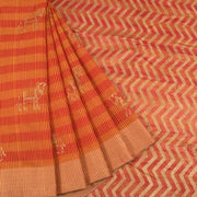 Red Hand Block Printed Chanderi Saree 10030037