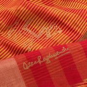 Red Hand Block Printed Chanderi Saree 10030037