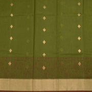Green Hand Block Printed Chanderi Saree 10030043