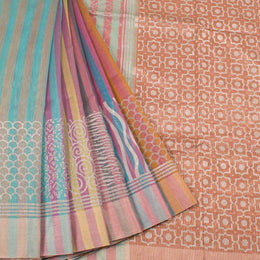 MultiColour Hand Block Printed Chanderi Saree 10049147