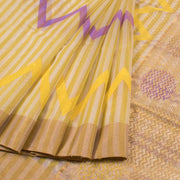 Yellow Hand Block Printed Chanderi Saree 10049152