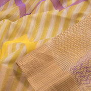 Yellow Hand Block Printed Chanderi Saree 10049152