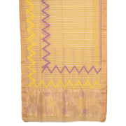 Yellow Hand Block Printed Chanderi Saree 10049152