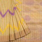 Yellow Hand Block Printed Chanderi Saree 10049152