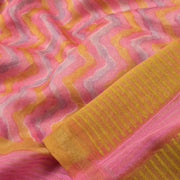 Pink Hand Block Printed Chanderi Saree 10049153