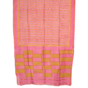 Pink Hand Block Printed Chanderi Saree 10049153