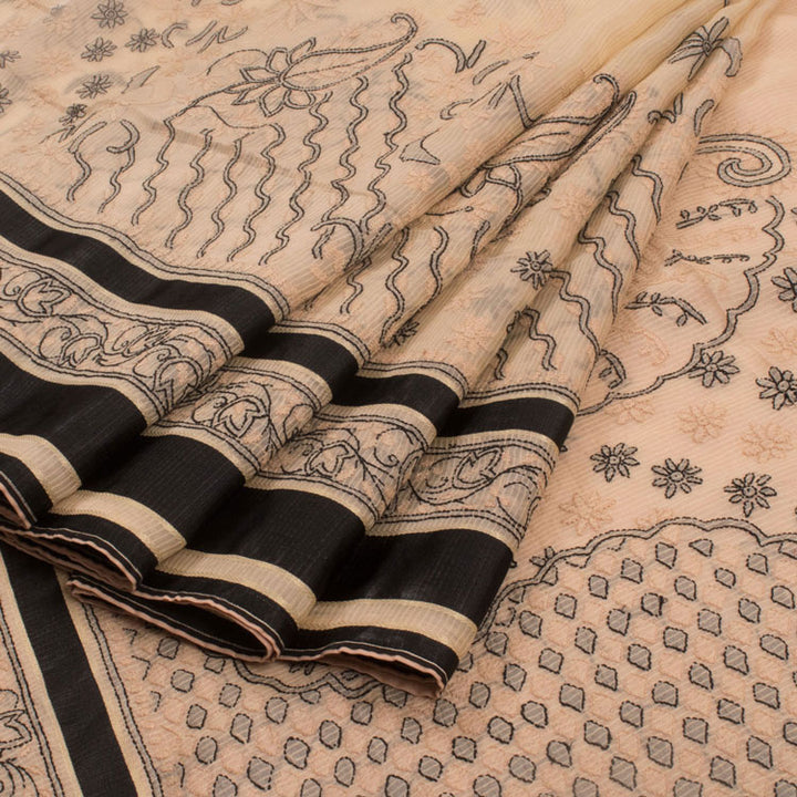 Chikankari Embroidered Silk Cotton Saree 10011473