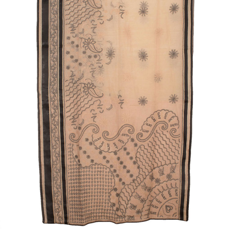 Chikankari Embroidered Silk Cotton Saree 10011473