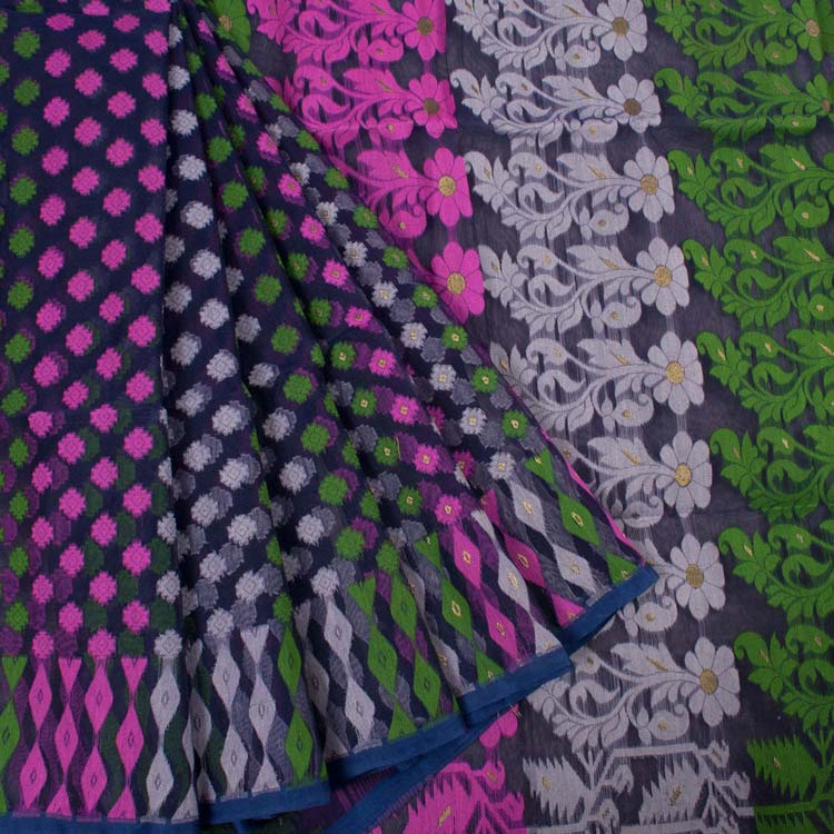 Handloom Jamdani Style Cotton Saree 10032194