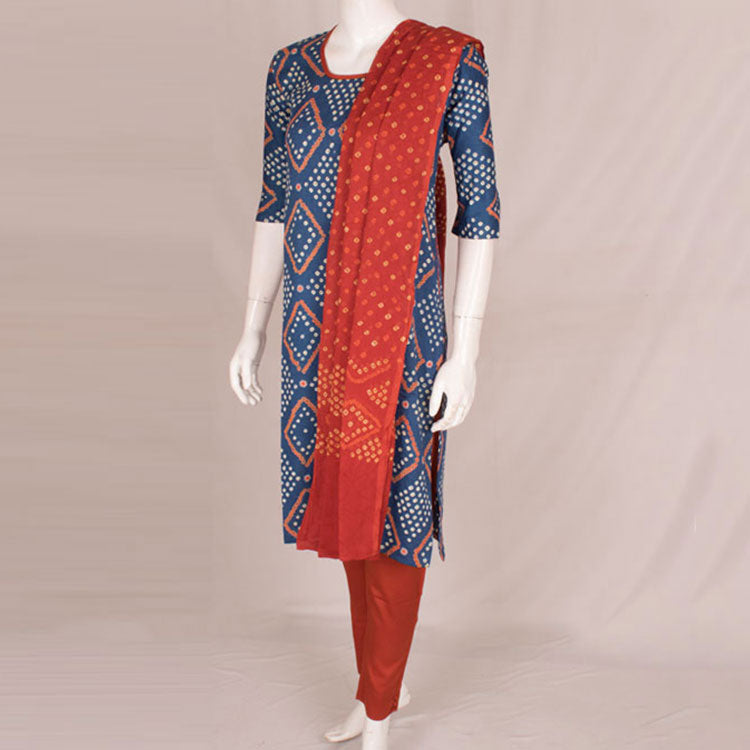 Handcrafted Bandhani Cotton Kurta Set 10047082