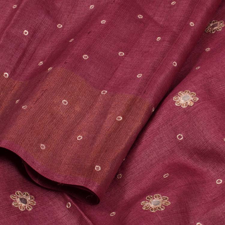 Handloom Sequin Embroidered Tussar Silk Saree 10034888