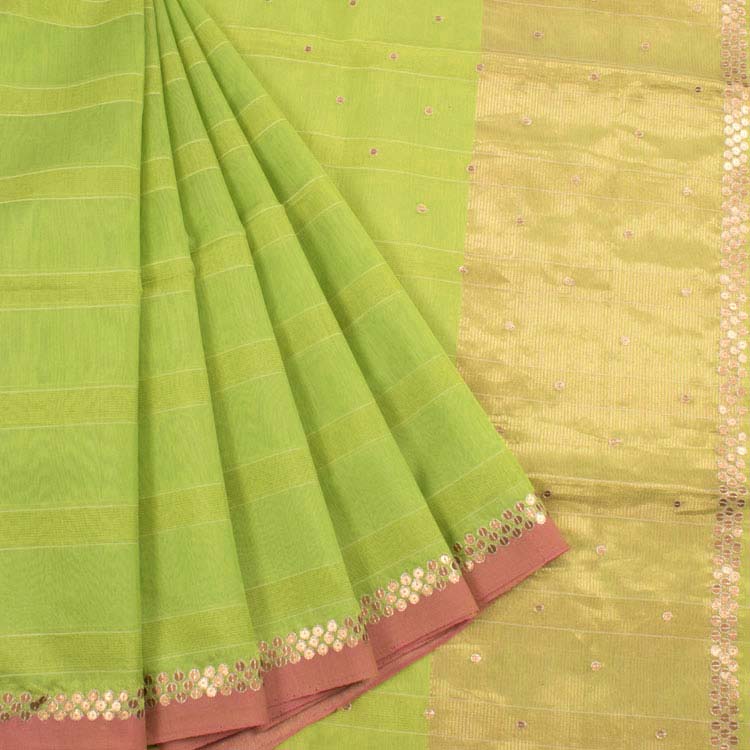 Chanderi Silk Cotton Sequin Embroidered Saree 10037248