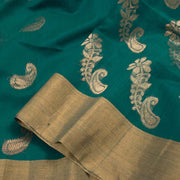 Green Handwoven Chanderi Saree 10042237