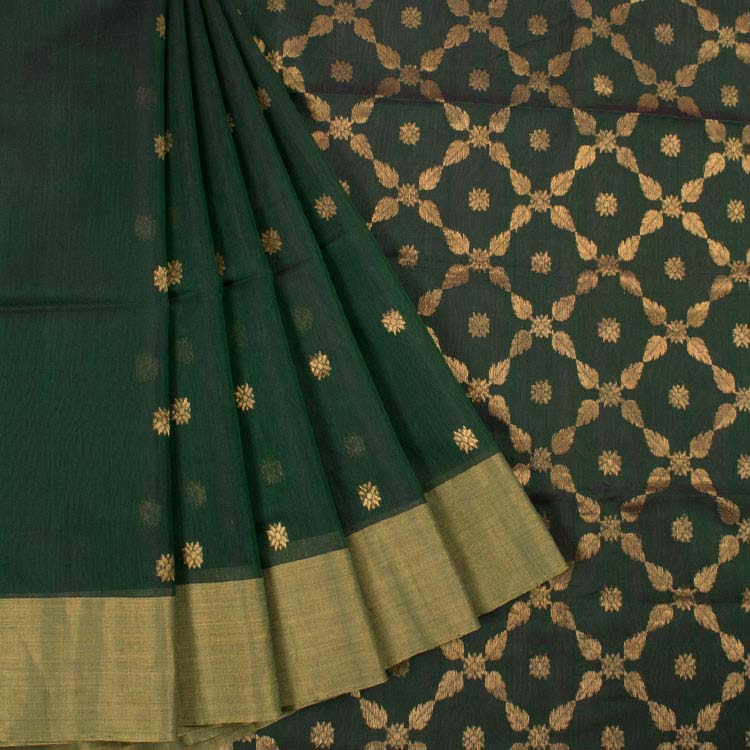 Handwoven Chanderi Silk Cotton Saree 10042238