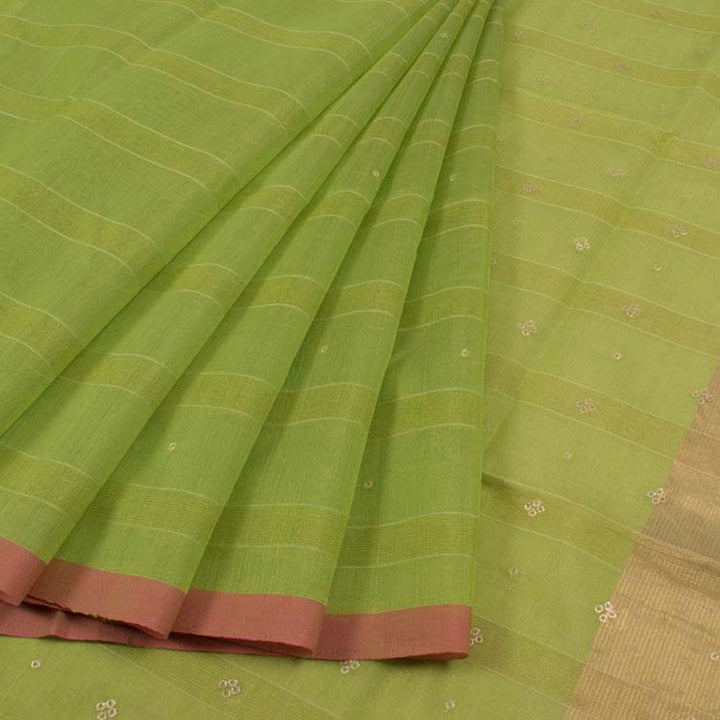 Chanderi Silk Cotton Sequin Embroidered Saree 10042243
